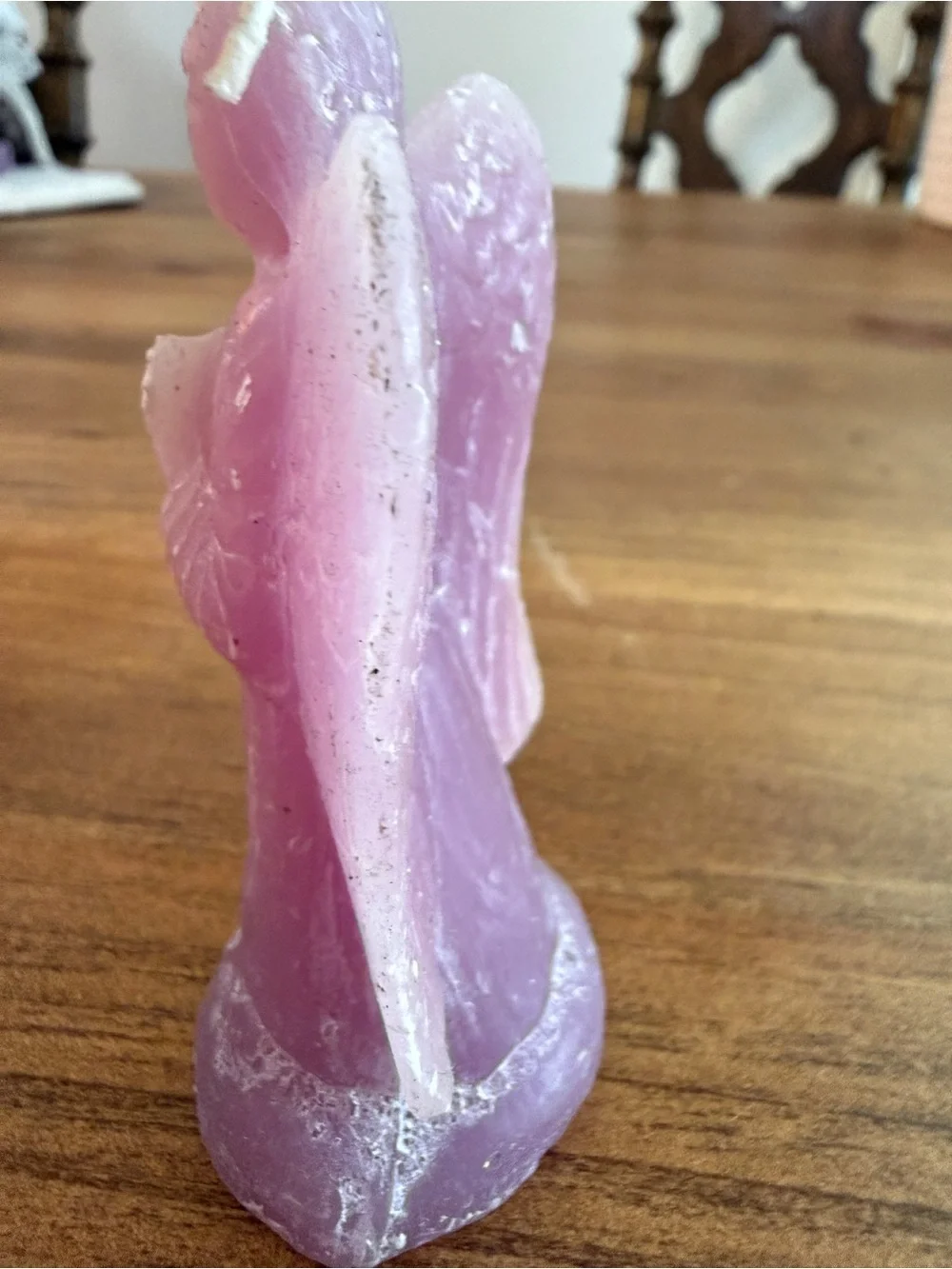 Hand-Carved Pink Angel Candle